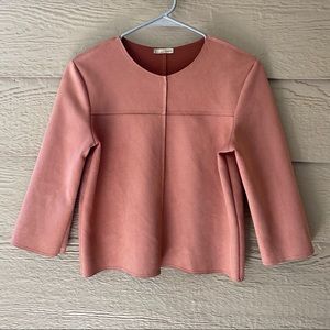 NEW Zara Lightweight Suede Pink Blouse